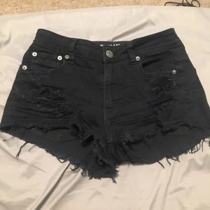 American Eagle black denim shorts